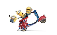 minions, animated cartoon, cartoon, scooter, illustration