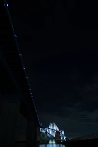 Illuminated Bridge at Midnight: A Stunning Contrast of Light and Darkness