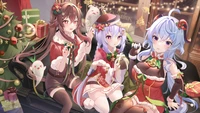 genshin impact, videojuego, navidad, chicas, hu tao