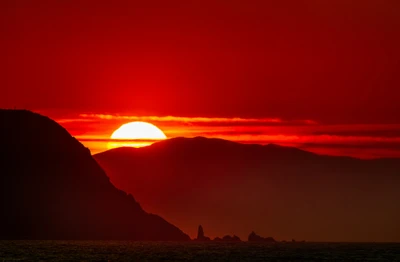 atardecer, montaña, resplandor, horizonte, amanecer