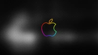 Neon Rainbow Apple Logo on a Dark Background