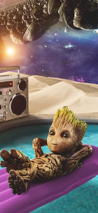 playa, cómic, divertido, groot, guardianes de la galaxia