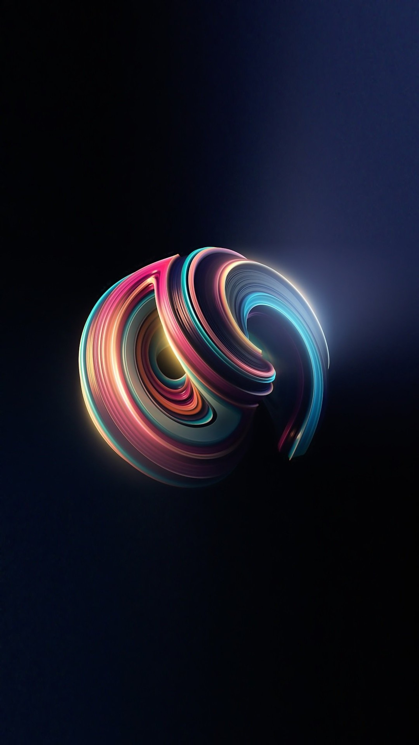 A close up of a colorful swirl on a black background (abstract, dark, note, redmi, wallpaper)