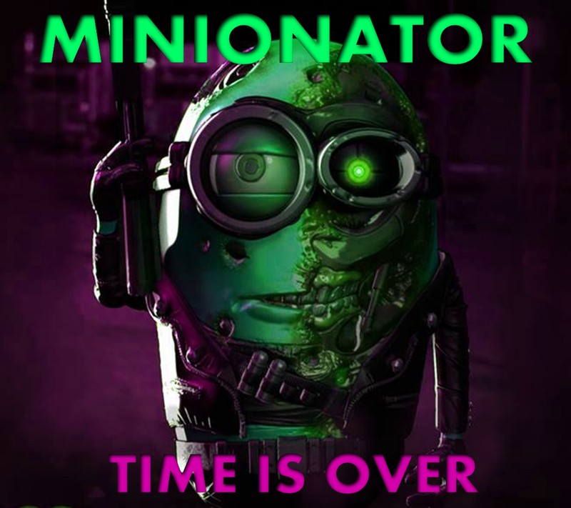 Крупный план миньона с зеленым светом на лице (minion, minionator)