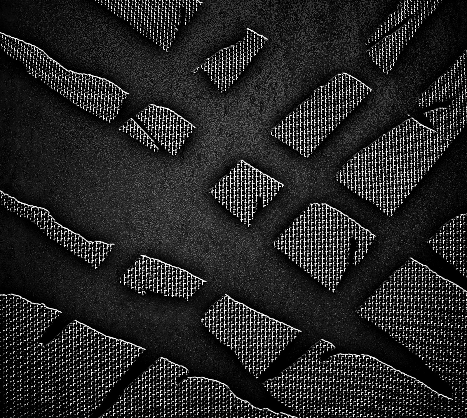 A close up of a metal plate with a pattern of holes (abstract, background, black, cracked, metallic)