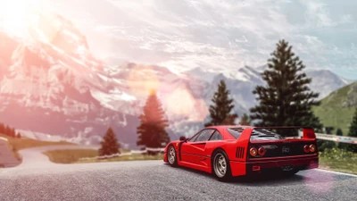 ferrari f40, машина, спортивный автомобиль, красный, гран туризм спорт