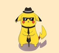 Pikachu in Sunglasses and a Fedora, Exuding Cool Confidence