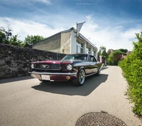 Ford Mustang 1966 : Voiture Musclée Iconique sur une Rue Scénique