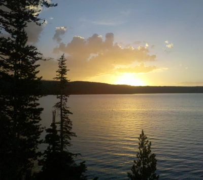 hermoso, lago, naturaleza, atardecer