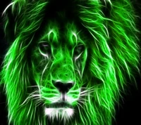 Art de lion fractal vert vibrant