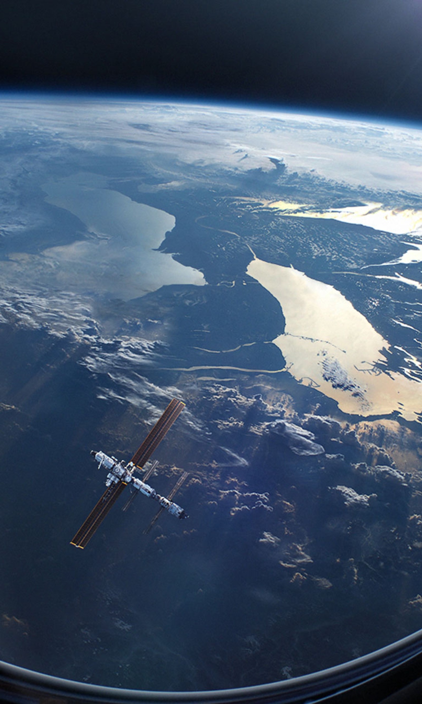 Vista aérea de la tierra desde una estación espacial (espacio, telescopio)