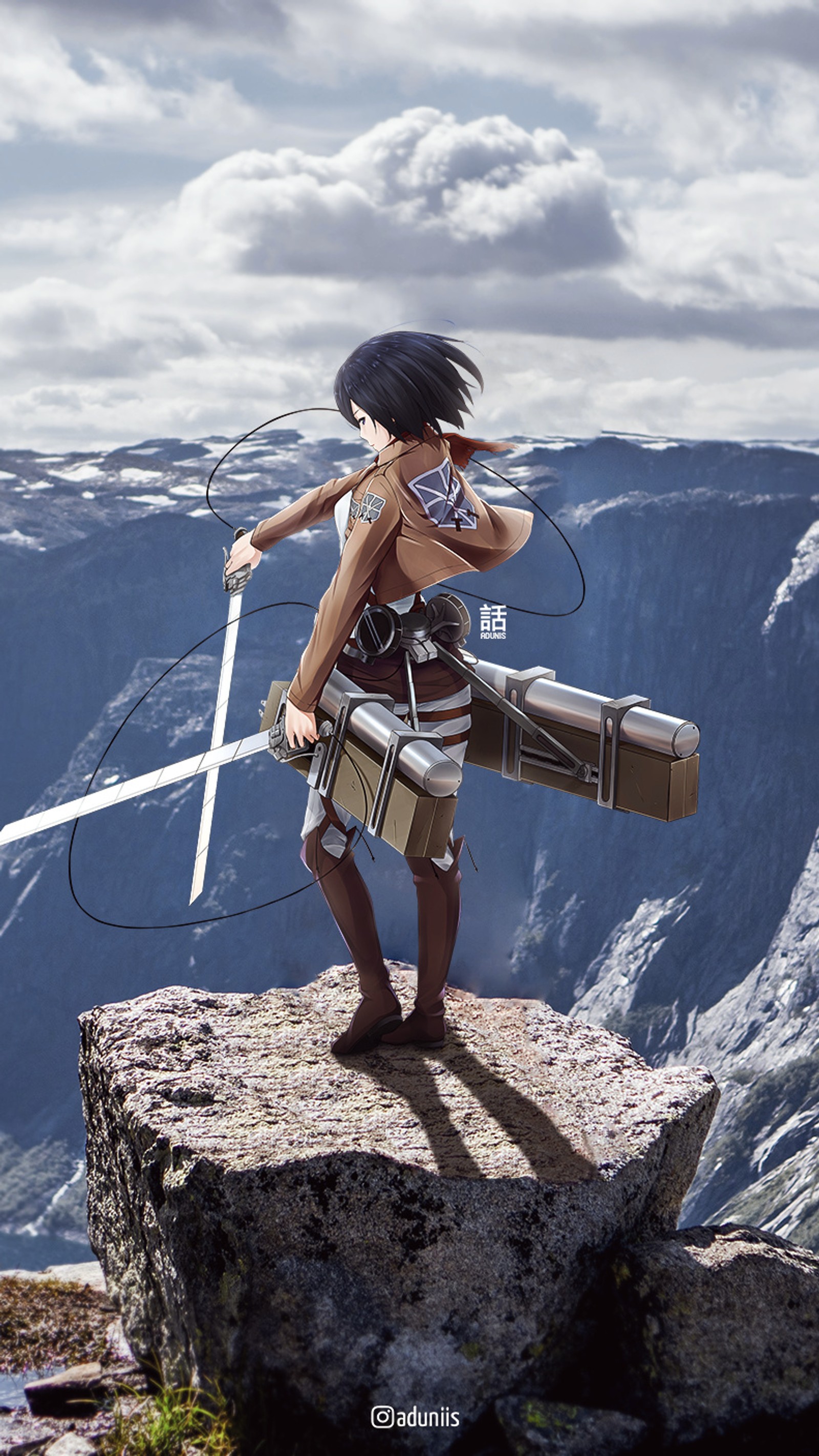 Lade aot, attack on titan, eren, levi, mikasa Hintergrund herunter