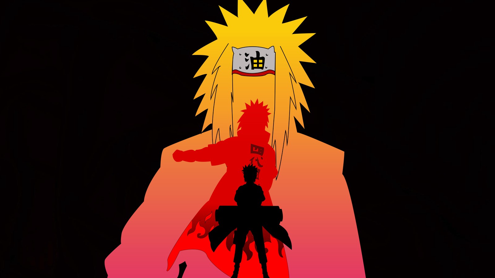 Anime character with a clock on his head and a shadow on his face (naruto uzumaki, minato namikaze, black background, amoled, 5k)