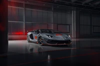 Lamborghini Aventador SVJ en un entorno estético oscuro