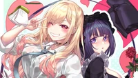 Charming Anime Girls Celebrating Friendship in 'My Dress-Up Darling'