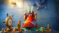 M. Krabs compte de l'argent dans son bureau de "Le film Bob l'éponge : Sponge on the Run