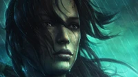 Lara Croft: A Stormy Portrait of Resilience and Adventure