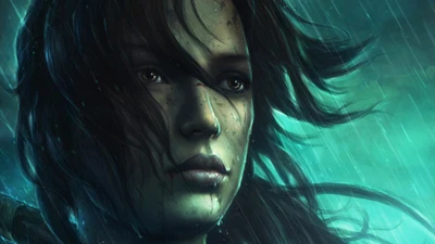 Lara Croft: A Stormy Portrait of Resilience and Adventure