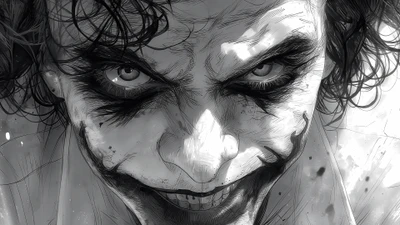 Regard sinistre du Joker : Un hommage artistique sombre