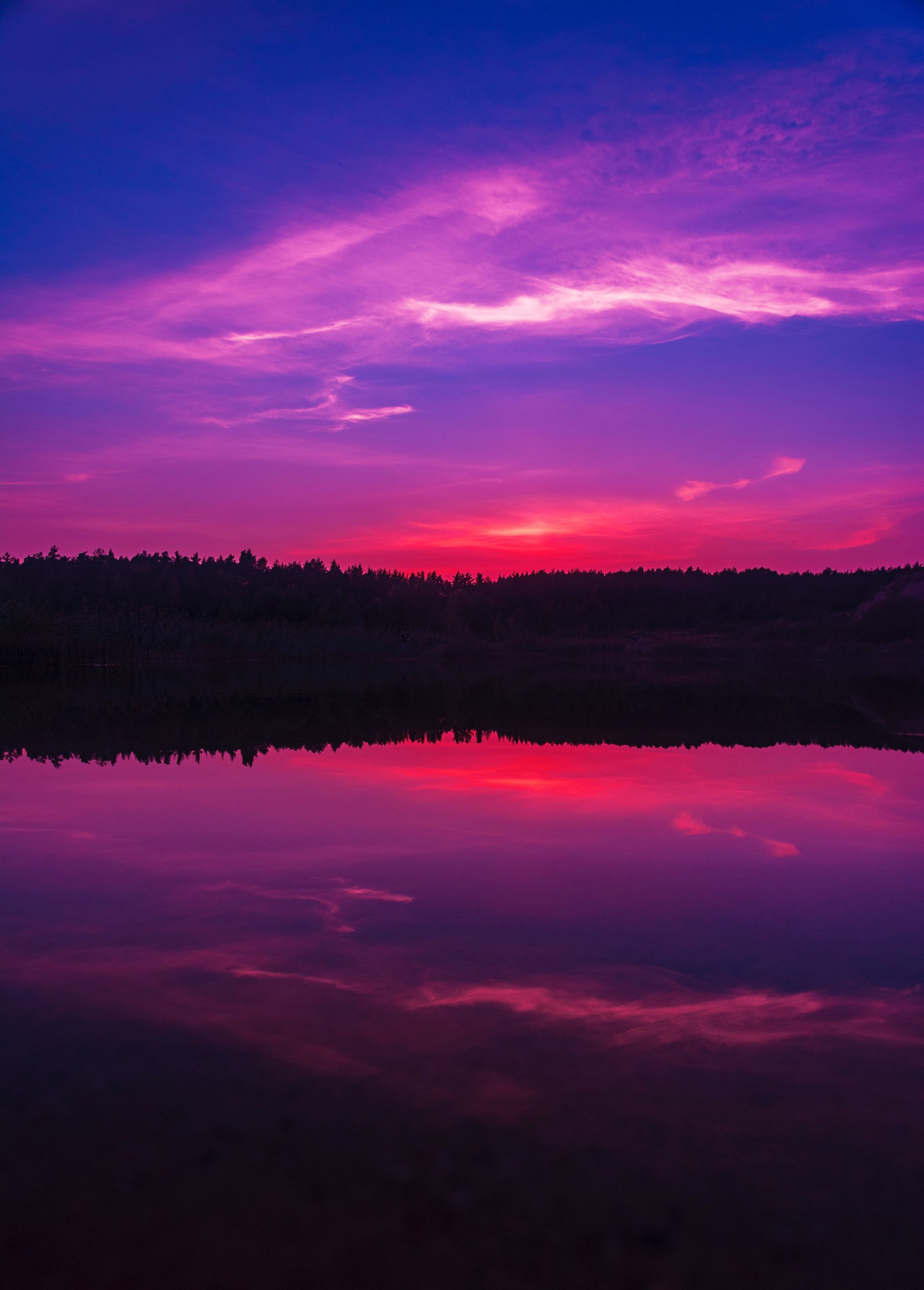 Lade lila himmel, sonnenuntergang, gewässer, see, reflexion Hintergrund herunter