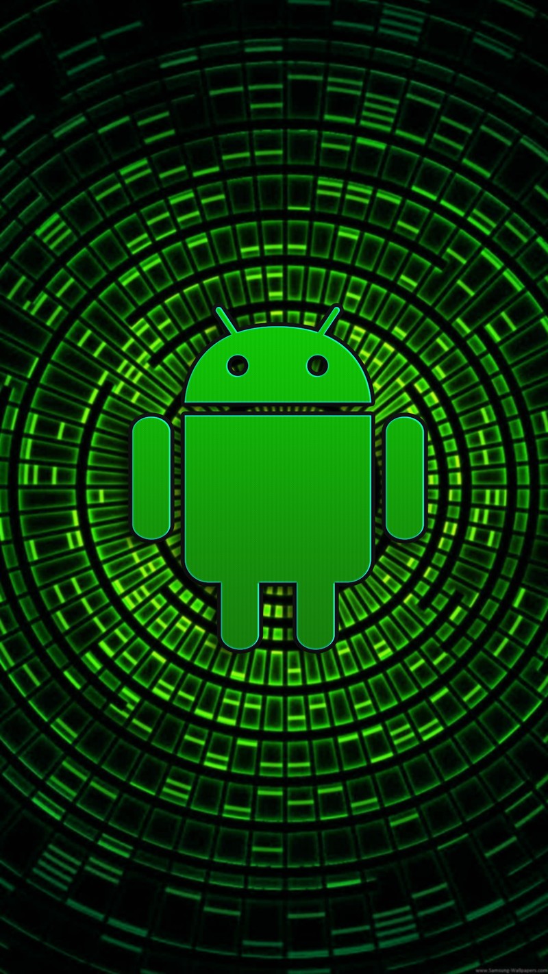 Близкий план зеленого логотипа android на черном фоне (android, зелёный, цветность, узор, круг)