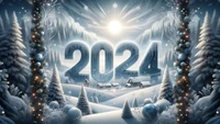 2024, nuevo año, festivo, arte digital