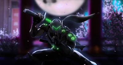 Genji en acción: El guerrero sigiloso de Overwatch con katana