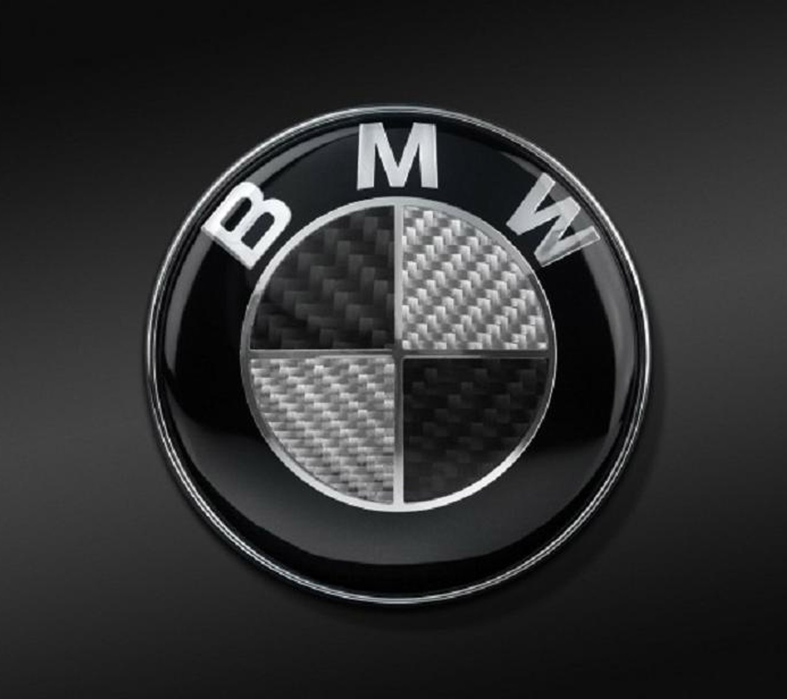 Logo de bmw con fibra de carbono sobre un fondo negro (bmw, coches)