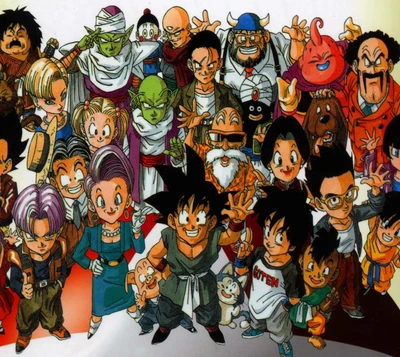 Ensemble de personnages de Dragon Ball GT : Goku, Piccolo et amis