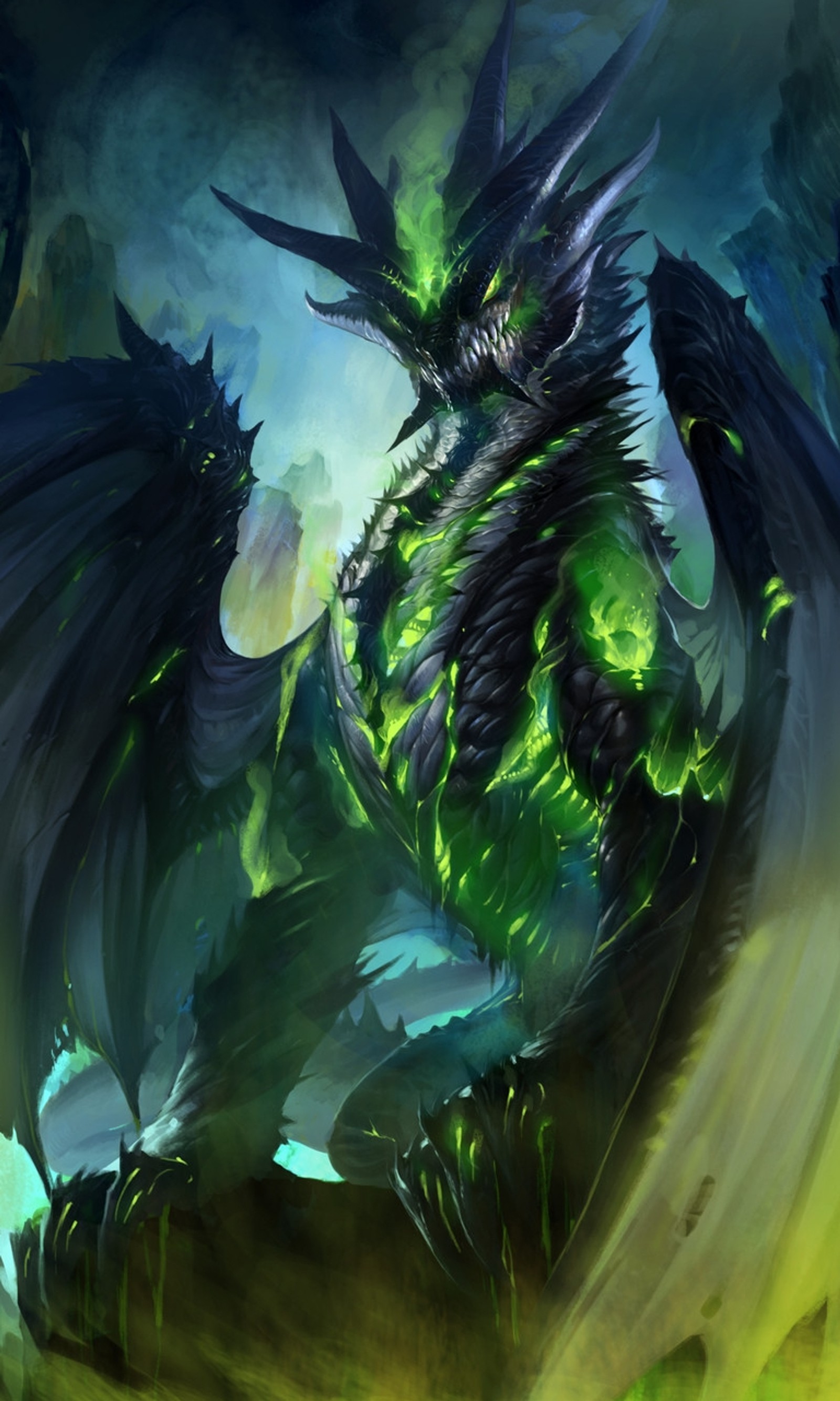 dark, dragon, green Download Wallpaper