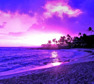 Lebhafter Sonnenuntergang über einem ruhigen Strand