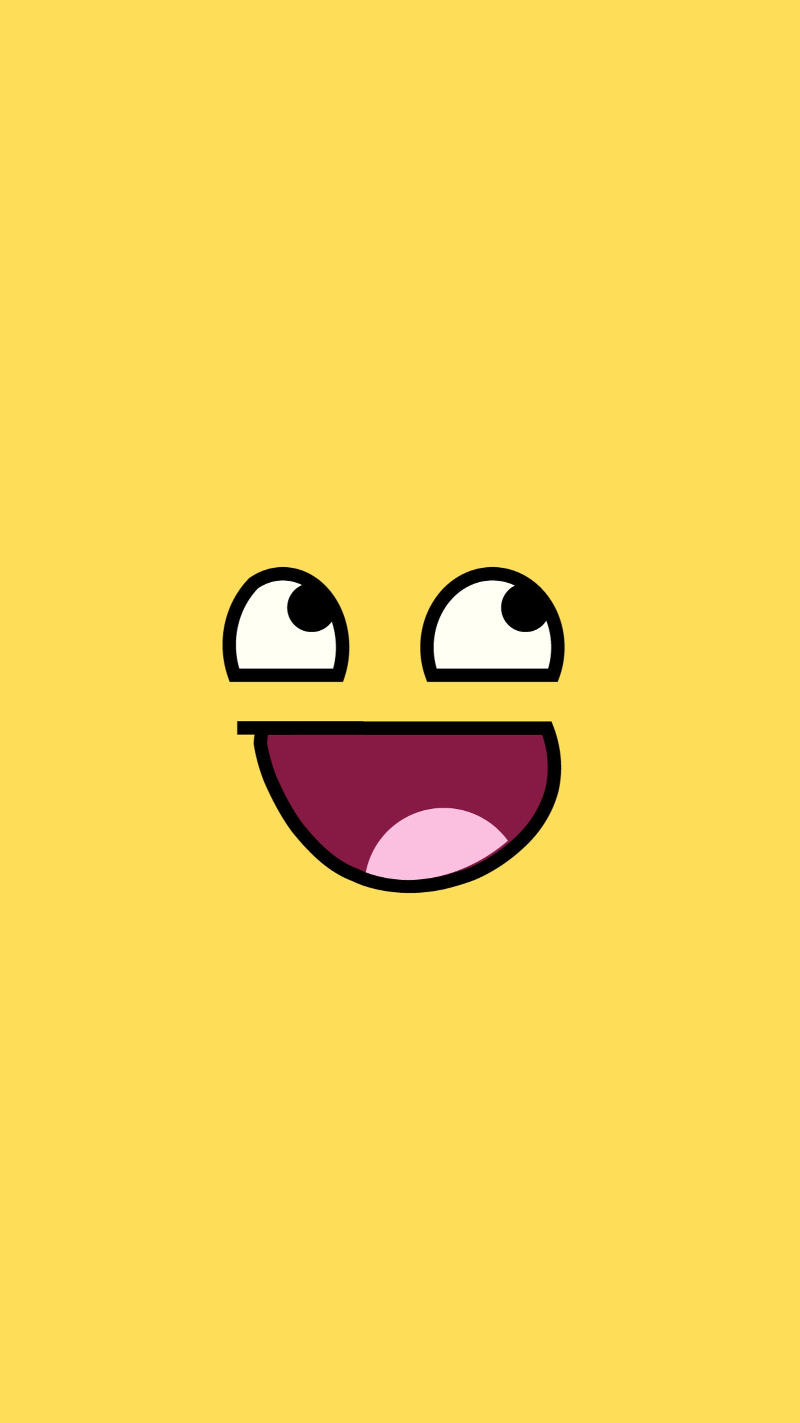 A yellow background with a cartoon face with two eyes (awesome, face, meme, yellow)