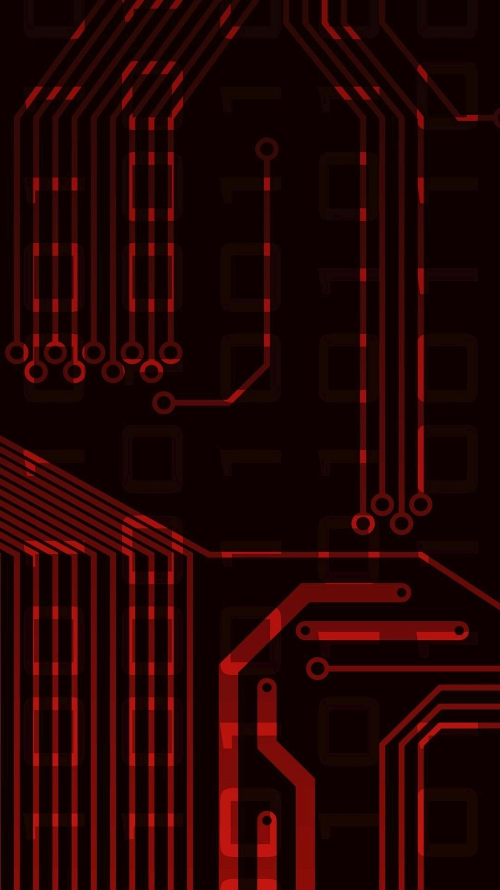 A close up of a red circuit board with a house on it (abstract, black, dark, red, system board)