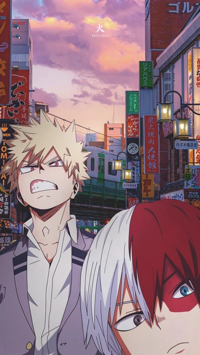 Bakugou e Todoroki: Heróis na Cidade