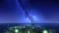 night, starry, sky, stars, ocean wallpaper