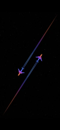 Monoplanos azuis elétricos em voo contra um fundo estrelado