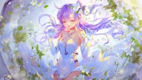 Enchanting Anime Girl in a Floral Wonderland