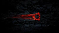 Logo dinámico de Ubuntu en rojo con fondo texturizado oscuro