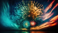 colorful, fireworks, new year, holiday, scenery wallpaper