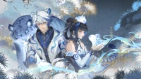 Luxurious Porcelain Art of Ezreal and League of Legends Characters Amidst Enigmatic Beasts