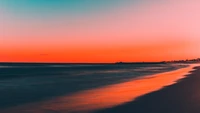 sunset, beach, sea, horizon, scenery wallpaper