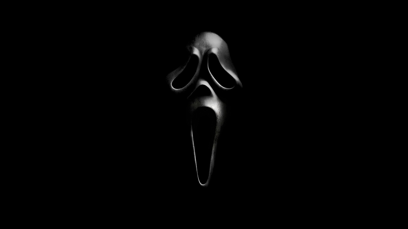 Черно-белая фотография жутко выглядящей маски (призрак, ghostface, amoled, крик, фильмы 2022)