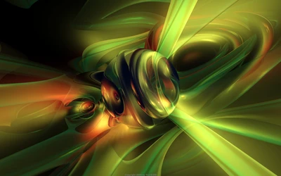 art fractal, vert, graphismes informatiques, jaune, photographie macro