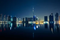 Dubai Skyline at Night: A Stunning Reflection of Metropolis and Skyscrapers