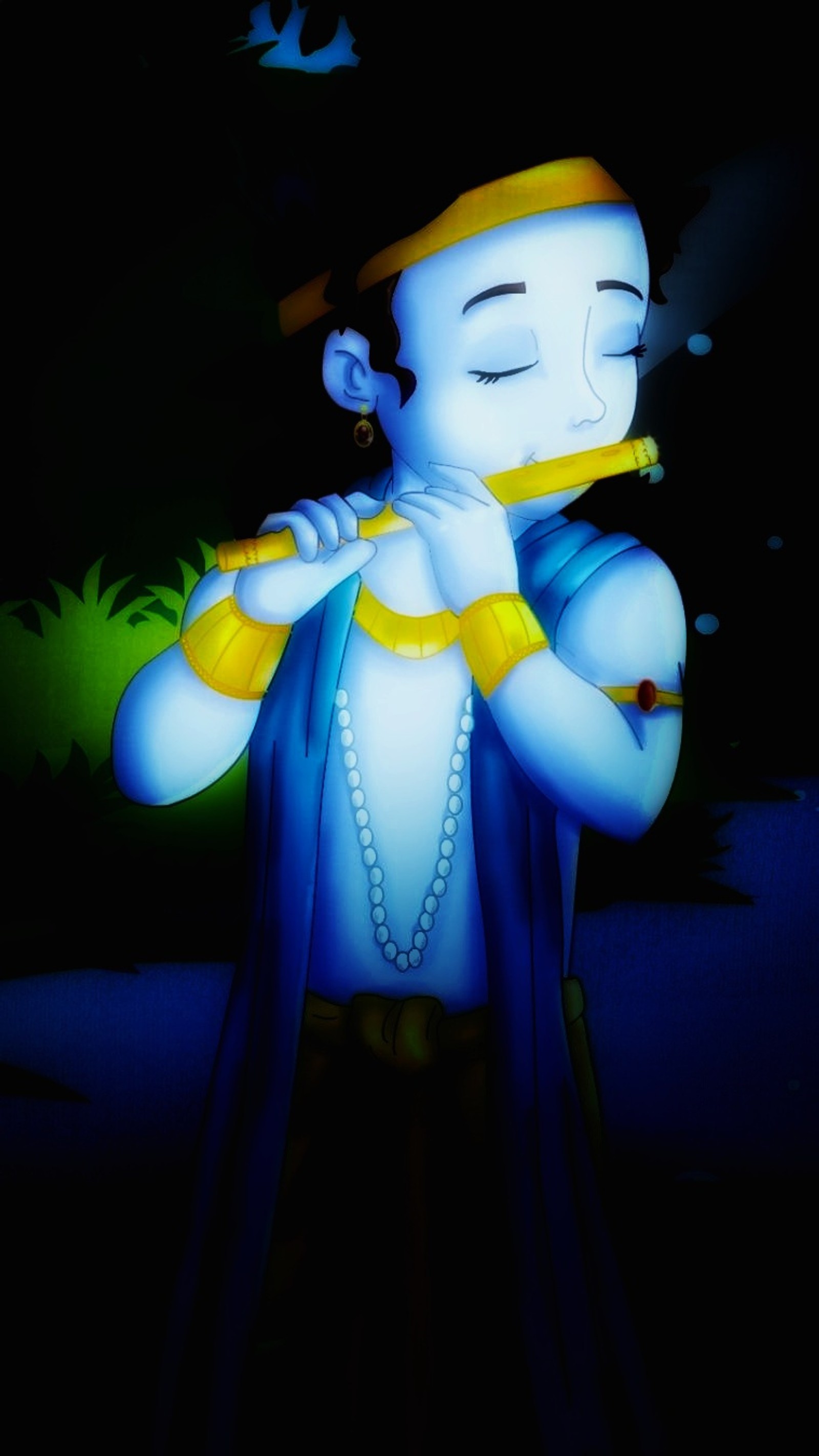 Arafed image of a man with a flute in his hand (bugs, bunny, cartoons, lord krishna, most beautiful)