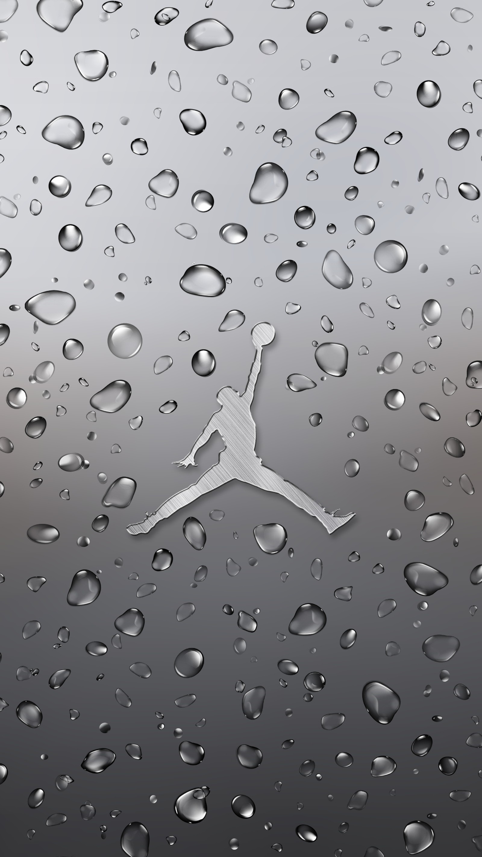 A close up of a person jumping in the air on a rain covered window (2017, black, drops, jordan, jumpman)