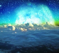 Vibrant Galaxy Over Clouds