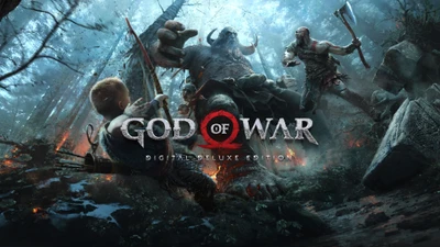 Epischer Kampf in God of War: Digital Deluxe Edition 4K Hintergrundbild