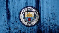 Logo de Manchester City FC sur fond bleu usé