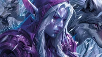 sylvanas windrunner, wolf, world of warcraft, video game, wow